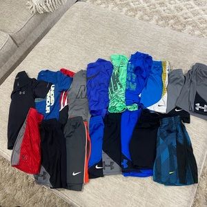 Boys under armour and Nike athletic clothes
